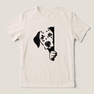 Playful Dalmatian Peek Women’s Minimalist T‑Shirt Tri-Blend Shirt