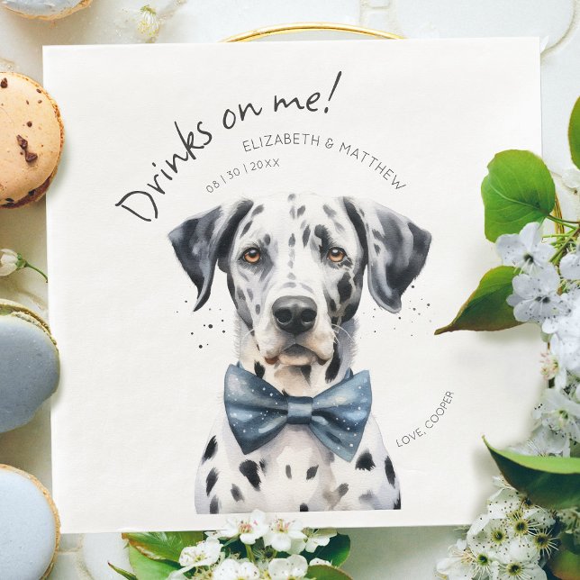 Playful Dalmatian Waiter Watercolor Customisable Napkin (Creator Uploaded)