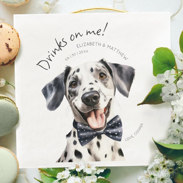 Playful Dalmatian Waiter Watercolor Customisable Napkin (Creator Uploaded)
