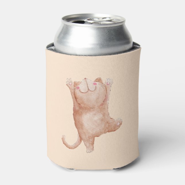 Playful Dancing Cat Can Cooler (Can Front)