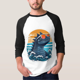 Playful Dark Grey Reptilian Monster with Sunglasse T-Shirt
