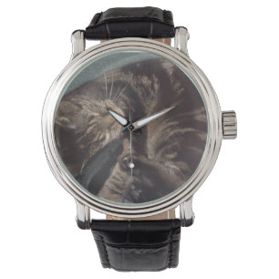 Playful Dave Black Vintage Leather Straped Watch
