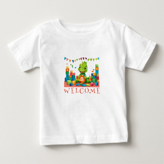 Playful Dino Blocks Kids' T-Shirt (Front)