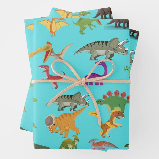 Playful Dinosaur Wrapping Paper (In situ)