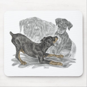 Playful Doberman Pinscher Puppies Mouse Pad