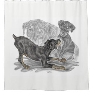 Playful Doberman Pinscher Puppies Shower Curtain