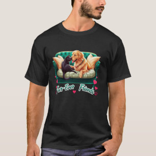 Playful Dog and Cat Duo 'Fur-Ever Friends' Cute Pe T-Shirt