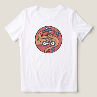Playful Dog on Bike – Retro Cartoon | WHITE ONLY Tri-Blend Shirt