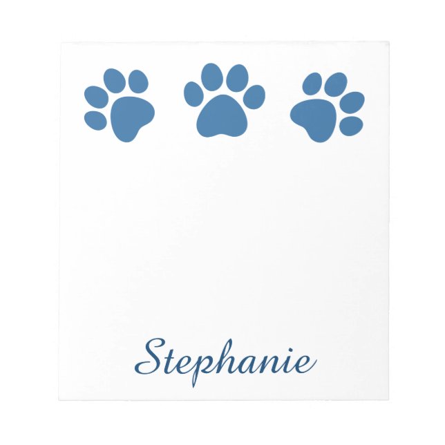Playful Dog Paw Prints for Dog Lover BLUE 02 Notepad (Front)