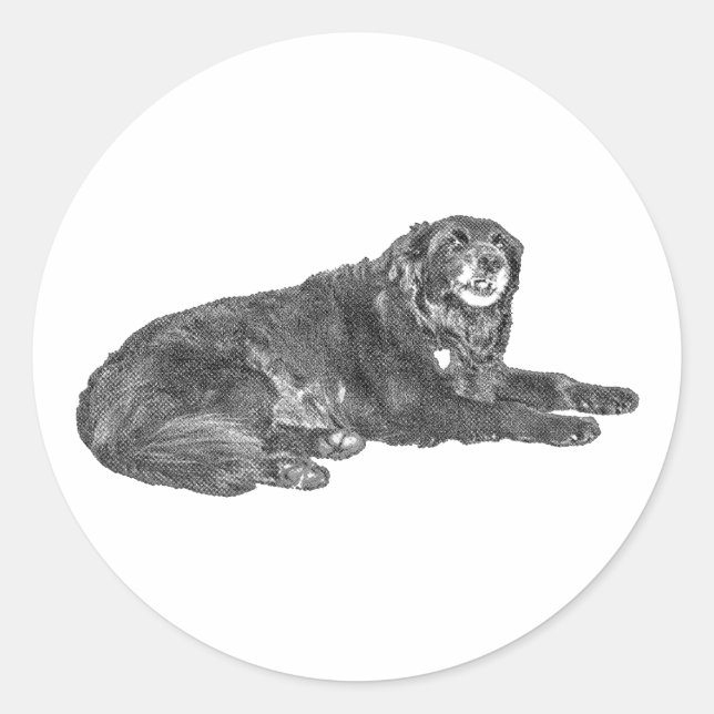 Playful Dog Sticker in Comic Dot Style (Front)