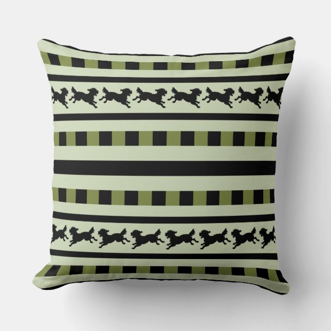 Playful Dog Stripe Pattern Cushion (Front)