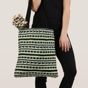 Playful Dog Stripe Pattern Tote Bag