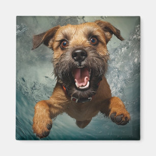 Playful Dog Swimming Underwater Design Magnet