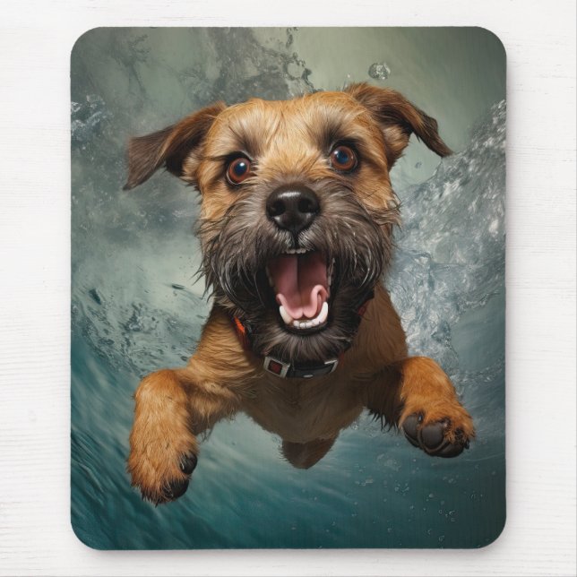 Playful Dog Swimming Underwater Design Mouse Pad (Front)