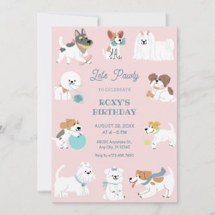 Playful dogs birthday invitation