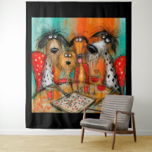 Playful Dogs Game Night with Wine