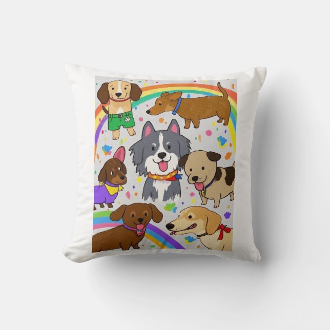 Playful Dogs Puppies  Cushion (Front)