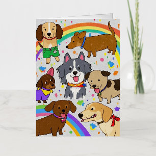 Playful Dogs Puppies Foil Greeting Card