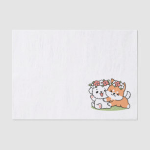 Playful Dogs with Flower Crowns – Fun Spring Theme Tissue Paper