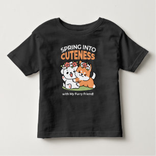 Playful Dogs with Flower Crowns – Fun Spring Theme Toddler T-Shirt