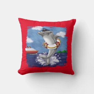 Playful Dolphin Captain – Fun Nautical Adventure Cushion