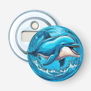 Playful Dolphin Jumping in Splashes of Water Bottle Opener