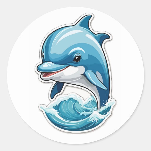 Playful Dolphin Leap Sticker Design - Oceanic Wild (Front)
