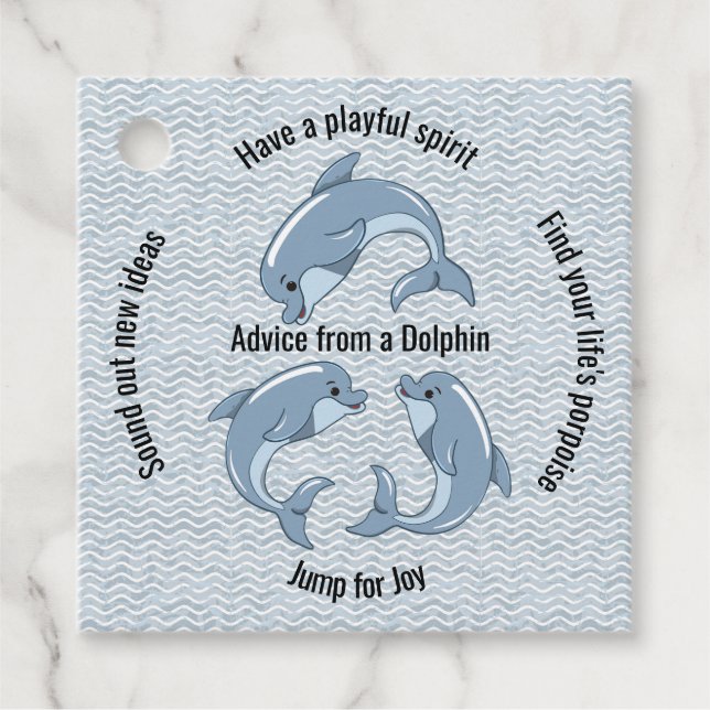 Playful Dolphins Design Classic Favour Tags (Front)
