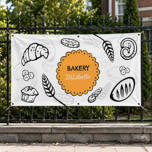 Playful Doodle Bread Illustrations Bakery Banner