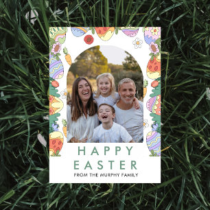 Playful Doodle Easter Egg Arch Photo Holiday Card