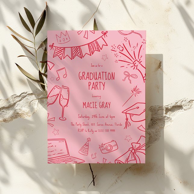 Playful Doodle Graduation Party Invitation (Creator Uploaded)