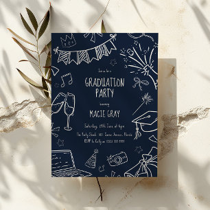 Playful Doodle Graduation Party Invitation