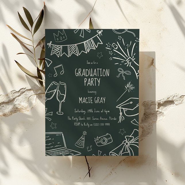 Playful Doodle Graduation Party Invitation (Creator Uploaded)