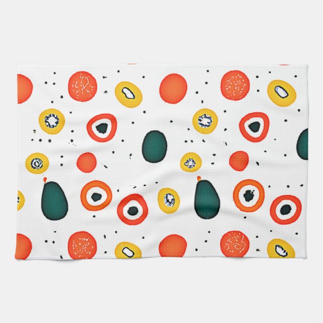Playful Dot Circle Pattern Tea Towel (Horizontal)