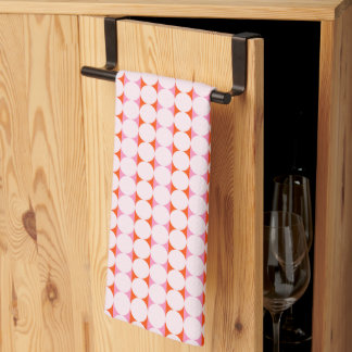 Playful Dots & Stripes - red and pink Tea Towel