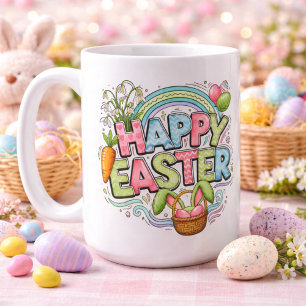 Playful Easter Artwork With Bunny Ears and Florals Coffee Mug