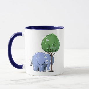 Playful Elephant Tree Character Illustration Mug