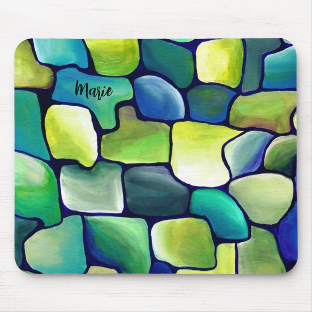 Playful Emerald Contemporary Green Pattern Mouse Pad (Front)