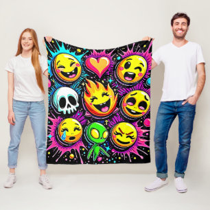 Playful Emoji Explosion Fleece Blanket