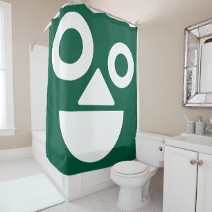 Playful face minimal funny hunter green shower curtain