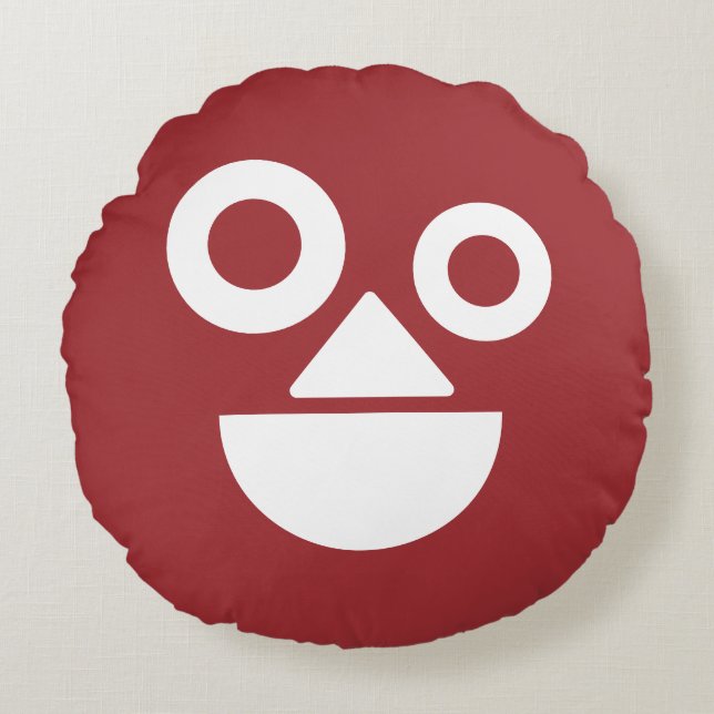 Playful face minimal funny round cushion (Front)