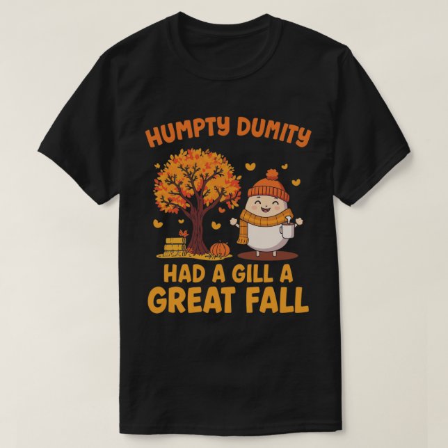 Playful Fall Cartoon Egg Cosy Seasonal Illustratio T-Shirt (Design Front)