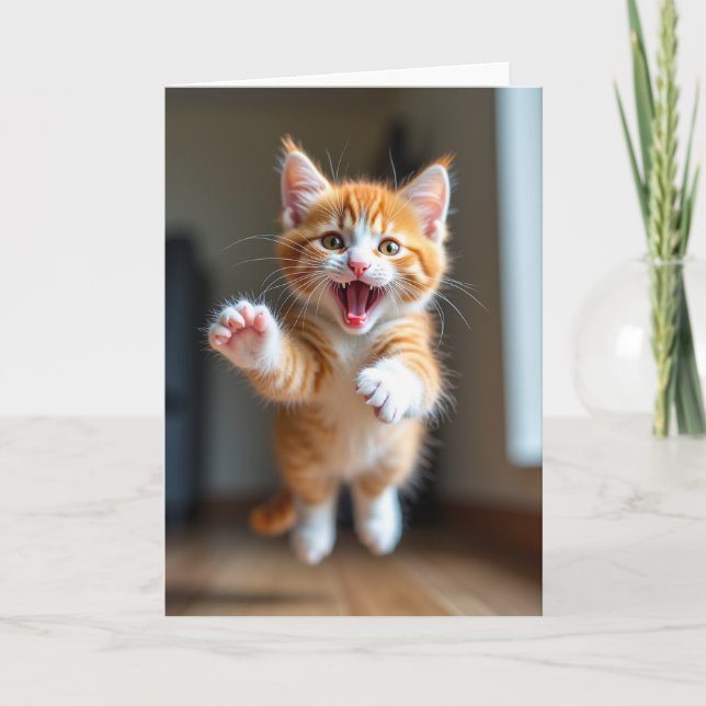 Playful Feline Birthday Card (Front)