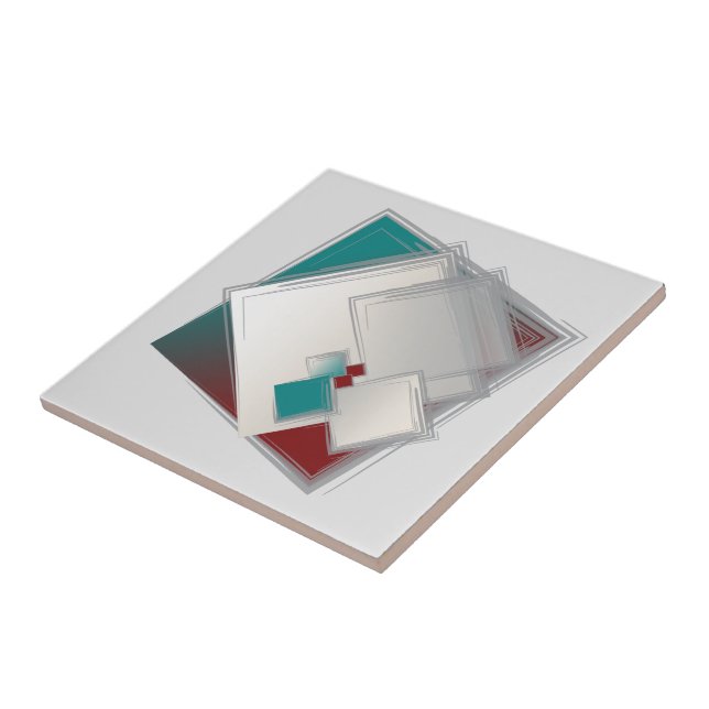 Playful Fibonacci squares Ceramic Tile (Side)