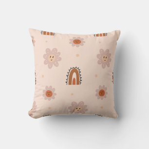 Playful Floral and Rainbow Pattern Cushion