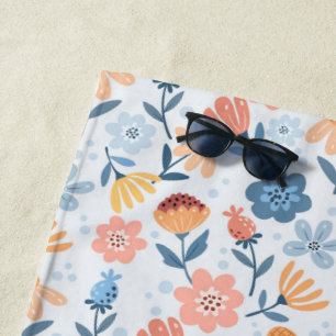 Playful Floral Pattern Bath Beach Towel