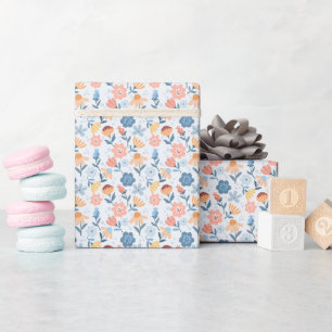 Playful Floral Pattern Wrapping Paper Roll