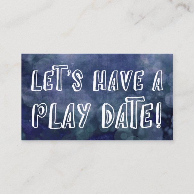 Playful Font Blue Bokeh Mummy Play Date Card (Front)