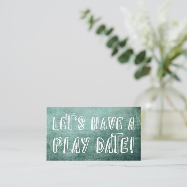 Playful Font, Green Grunge Mummy Play Date Card (Standing Front)