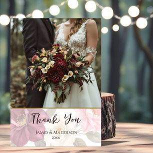 Playful Fox Autumn Floral Thank You Card